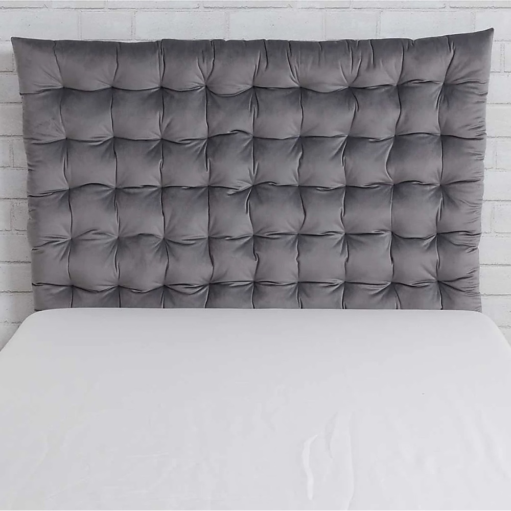 Tufted Velvet Headboard Panel - Gray